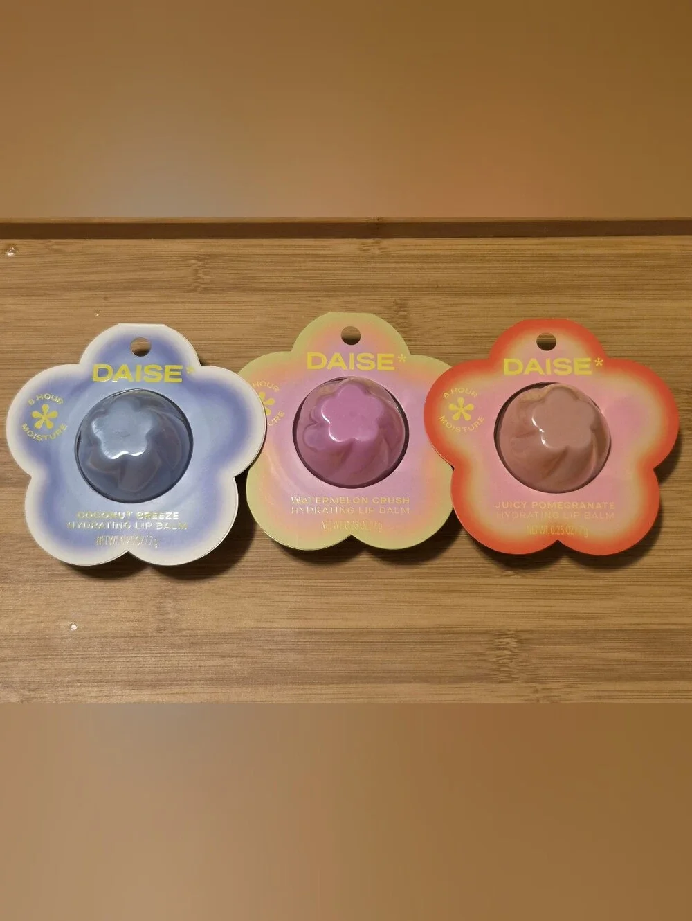 DAISE Flower Lip Balm Trio — Pink, Peach, Lavender